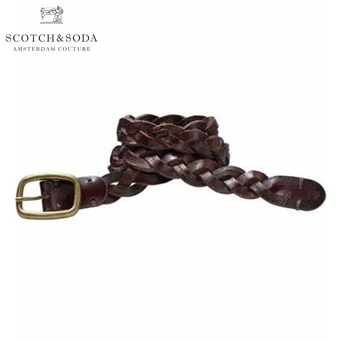 スコッチアンドソーダ SCOTCH＆SODA 正規販売店 メンズ ベルト Woven chunky leather belt 76153 70 BROWN D00S20 父の日 プレゼント ラッピング