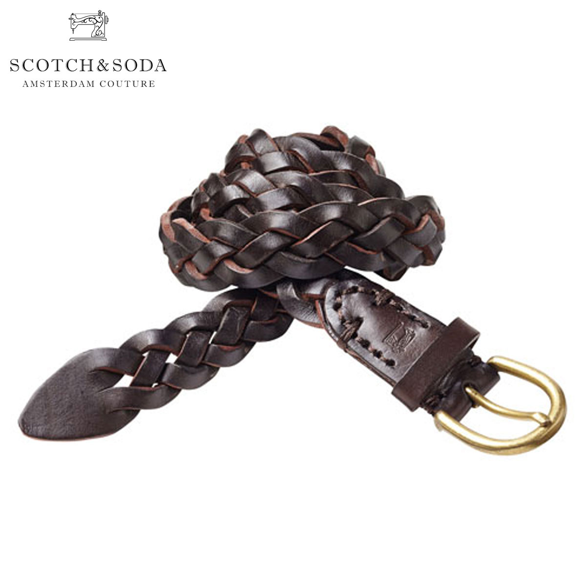 XRb`Ah\[_ SCOTCHSODA K̔X Y xg Woven wax leather belt 76154 70 D15S25