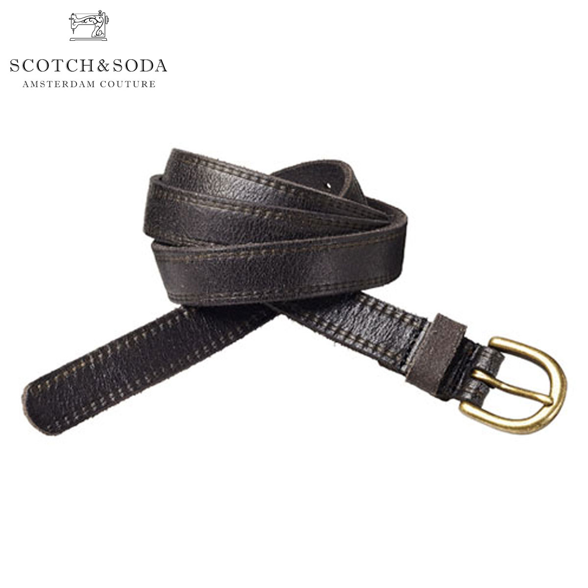 åɥ SCOTCHSODA Ź  ٥ Leather belt with print along edg...