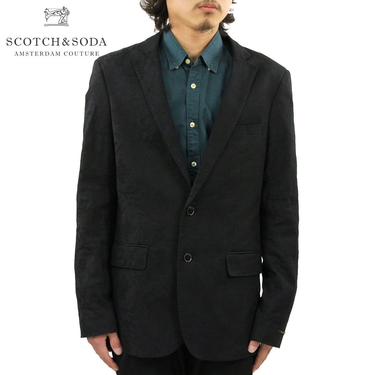 【ポイント10倍 5/9 20:00～5/16 1:59】 スコッチアンドソーダ SCOTCH＆SODA 正規販売店 メンズ セットアップ Slim shiny satin/elastan blazer, Sold with pochet 30001 90 D15S25