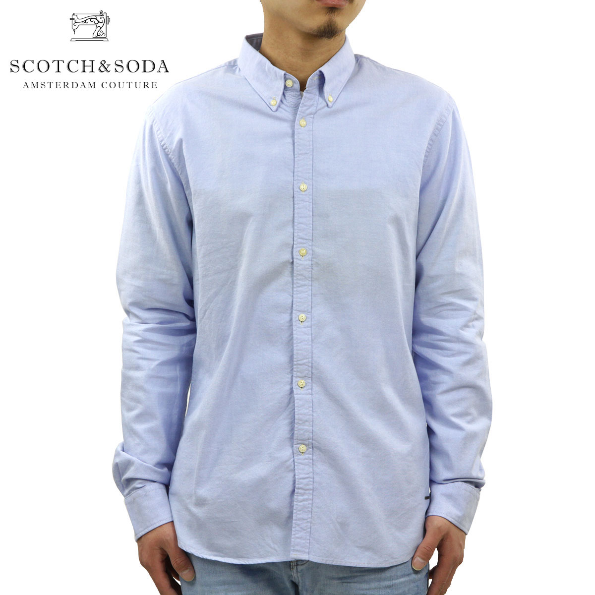  スコッチアンドソーダ シャツ メンズ 正規販売店 SCOTCH＆SODA 長袖シャツ Longsleeve oxford shirt with sprayed elbow patches 20041 50 D15S25