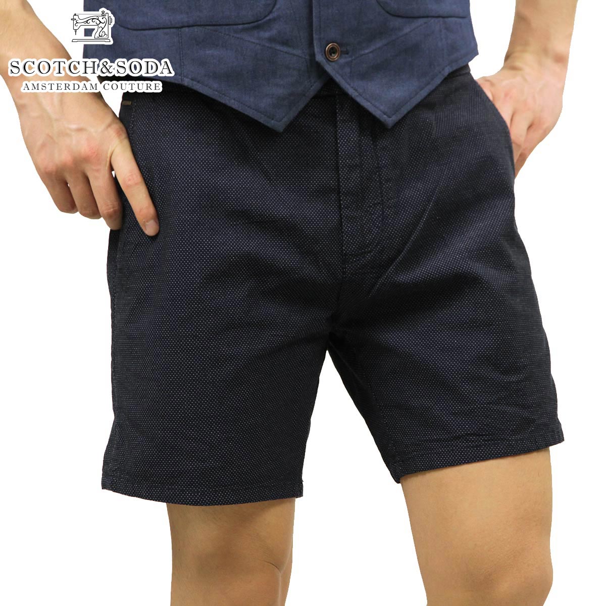 スコッチアンドソーダ ショートパンツ メンズ 正規販売店 SCOTCH＆SODA ボトムス Blue yarn dye dress chino short 81141 B D15S25 父の日 プレゼント ラッピング