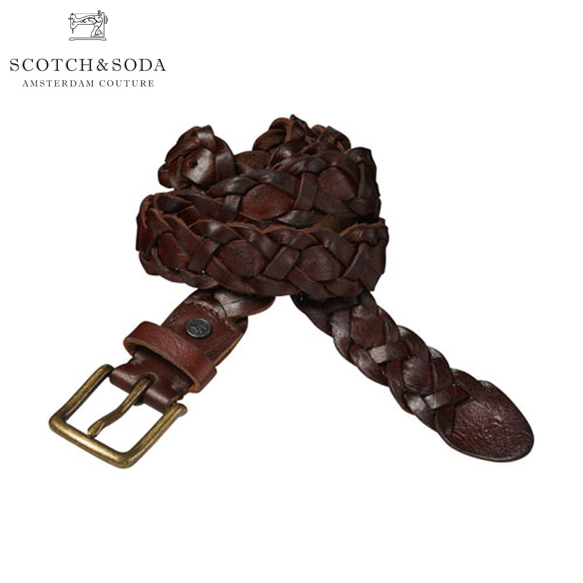 スコッチアンドソーダ SCOTCH＆SODA 正規販売店 メンズ ベルト Braided leather belt. Sold in box 76095 70 D15S25