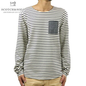 åɥ T  Ź SCOTCHSODA ĹµT Yarn dye stripe sweat with spray 132118 04 D00S15