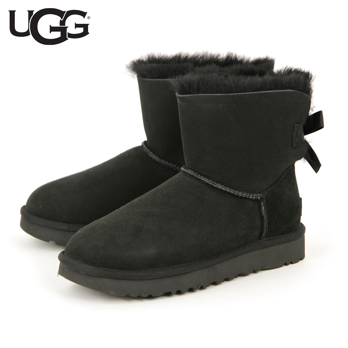 アグ オーストラリア アグ ブーツ レディース 正規品 UGG ミニベイリーボウ ムートンブーツ MINI BAILEY BOW 1016501-BLK BLACK 父の日 プレゼント ラッピング