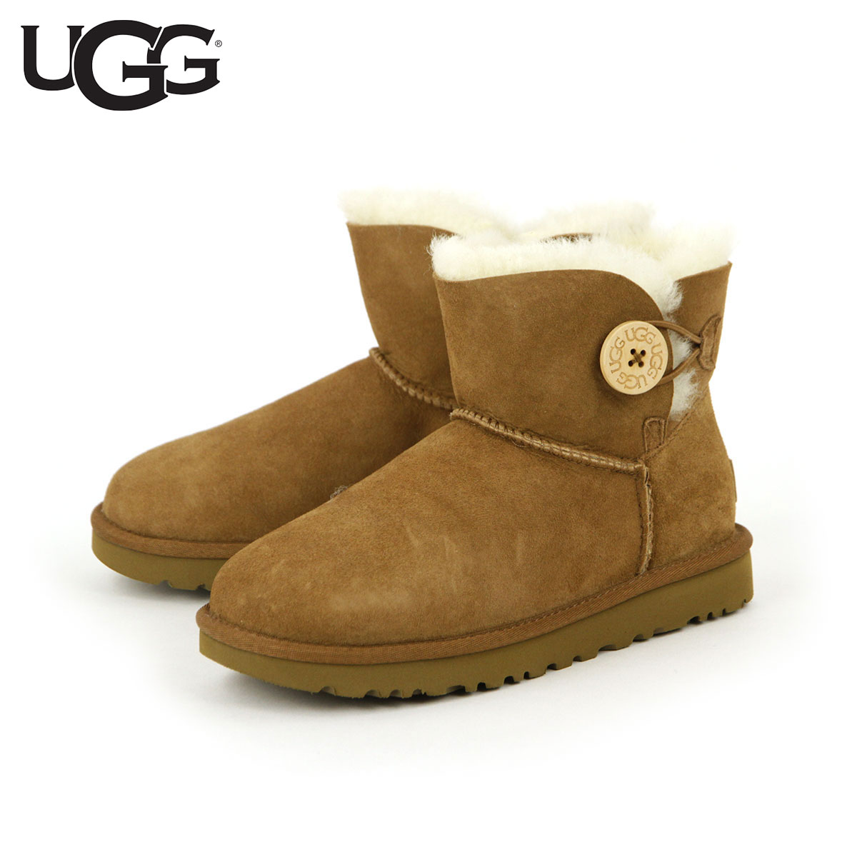  アグ ブーツ レディース 正規品 UGG ミニベイリーボウ ムートンブーツ MINI BAILEY BUTTON 1016422-CHE CHESTNUT