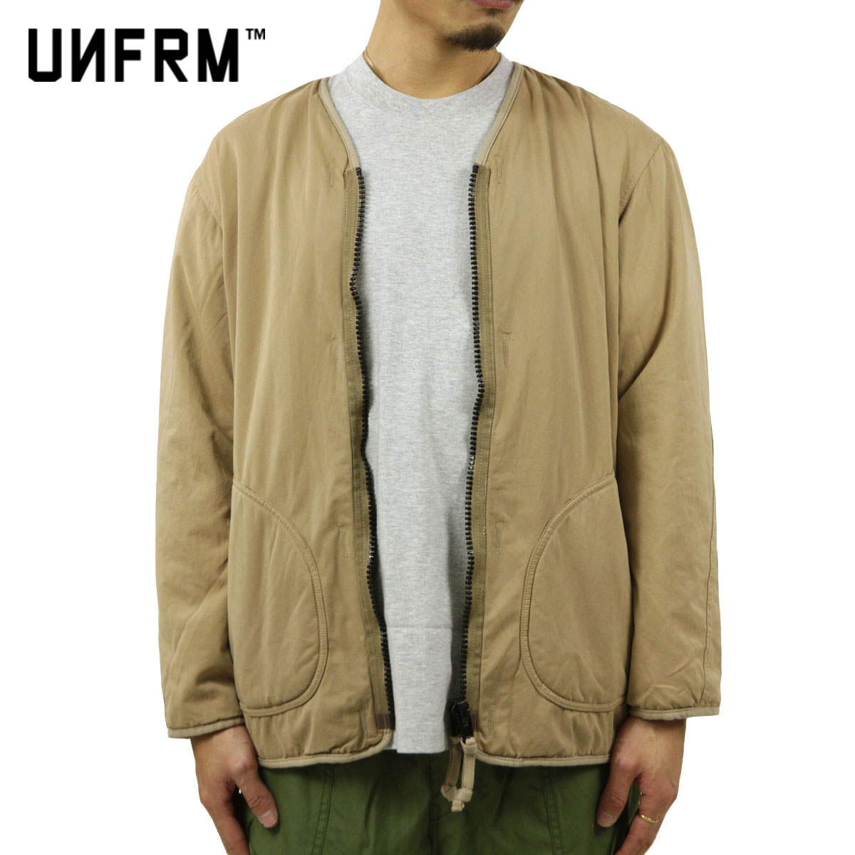 ユニフォーム アウトドア スタンダード アウター メンズ 正規販売店 UNFRM OUTDOOR STANDARD リバーシブル ノーカラージャケット PEACH WEATHER REVERSIBLE LINER TYPE JACKET 1A-8143-BE1 BEI…