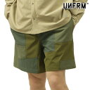 ユニフォーム アウトドア スタンダード メンズ ショートパンツ 正規販売店 UNFRM OUTDOOR STANDARD パッチワーク バギーパンツ 2WAY STRETCH PATCHWORK BAGGY SHORT PANTS 7696-OP OLIVE PATCHWORK