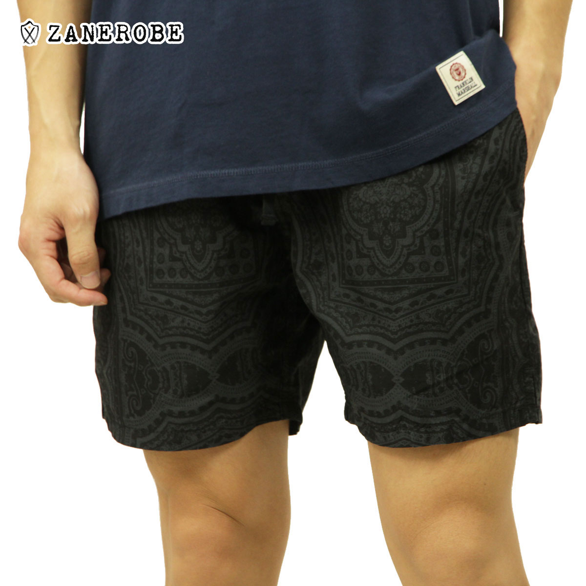 ゼンローブ ショートパンツ メンズ 正規販売店 ZANEROBE ボトムス ZEPHYR CHINO SHORT PANTS PAISLEY DARK GREY/BLACK 609-NR 父の日 プレゼント ラッピング