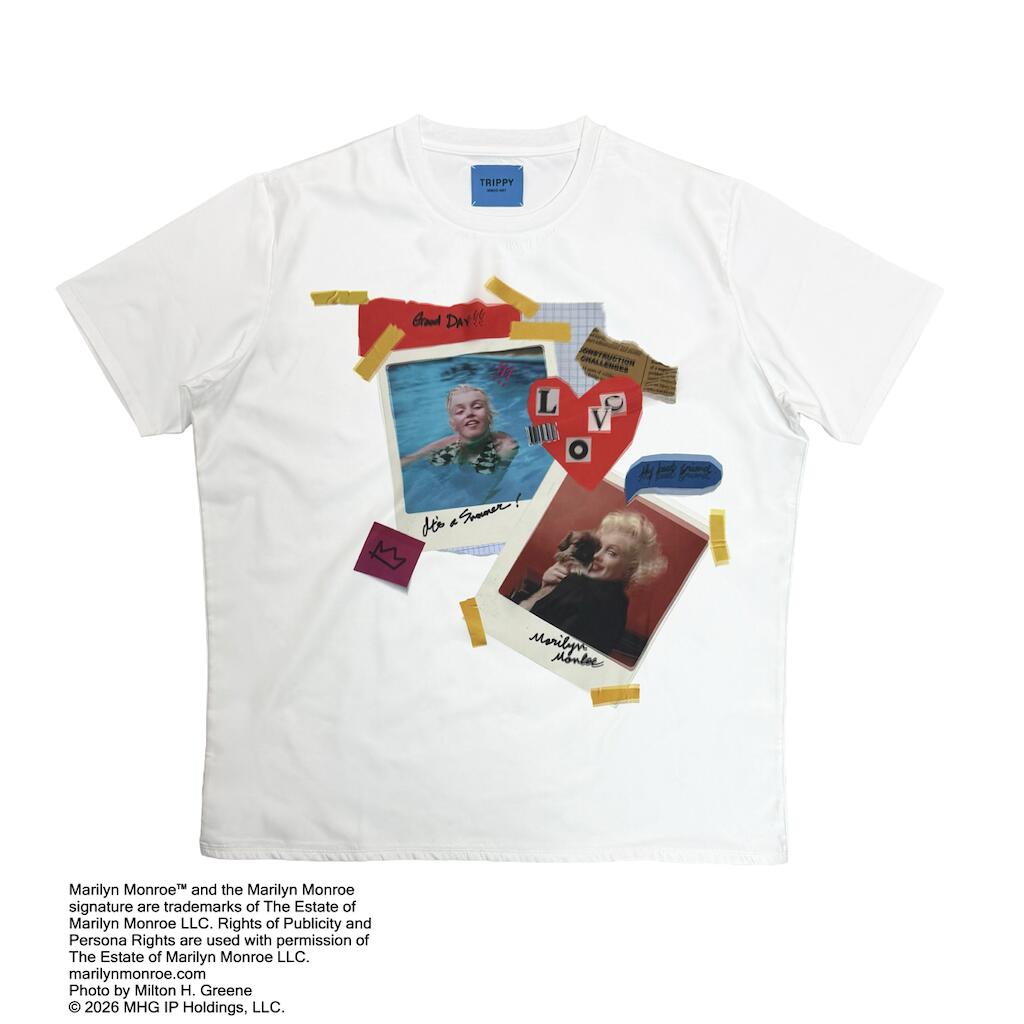 　MONROE SNAP PICTURE WHITE Tシャツ メンズ ユニセックス レディース 半袖 白 全4サイズ S-XL 男性 女性 ポリエステル 3D トリッピー モンロー かわいい プレゼント ギフト 彼氏 旦那 クーポン お買い物マラソン