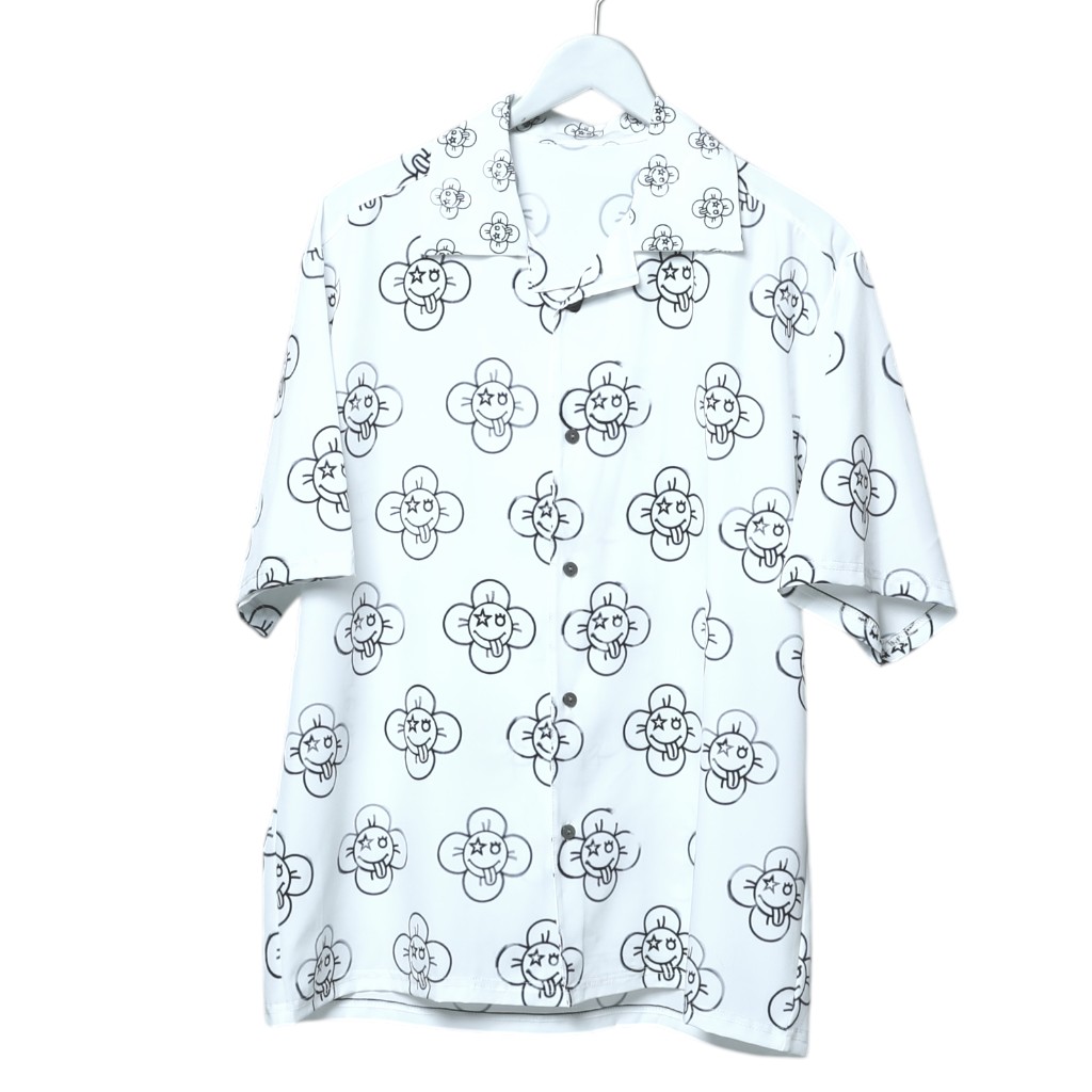 　ALOHA SHIRT FLOWER NICO WHITE シャツ アロハ メンズ ユニセックス レディース 半袖 全4サイズ S-XL 男性 女性 ポリエステル 3D トリッピー アート かわいい プレゼント ギフト 彼氏 旦那 クーポン お買い物マラソン