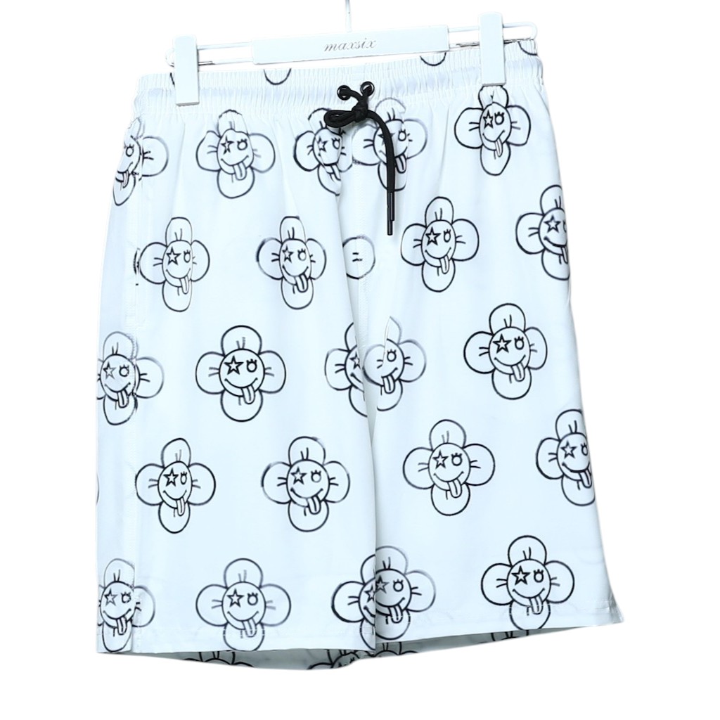 　ALOHA PANTS FLOWER NICO WHITE ショートパンツ アロハ ショーパン メンズ ユニセックス レディース 半袖 全4サイズ S-XL 男性 女性 ポリエステル アート 水着 プレゼント ギフト 彼氏 旦那 クーポン お買い物マラソン