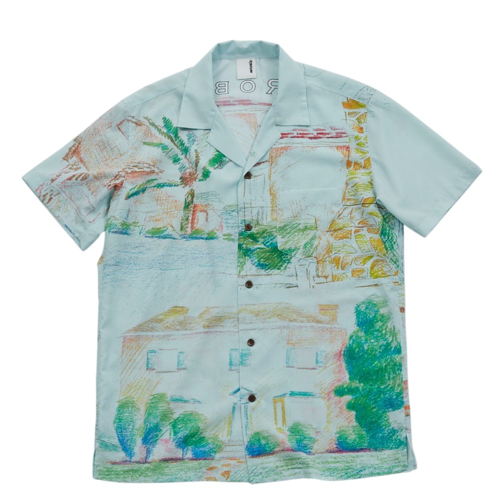 　ALOHA SHIRT South Robertson GREEN シャツ アロハ メンズ ユニセックス レディース 半袖 全4サイズ S-XL 男性 女性 ポリエステル 3D トリッピー アート かわいい プレゼント ギフト 彼氏 旦那 クーポン お買い物マラソン