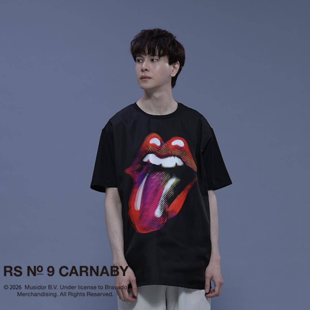 　ROLLING STONES LIP&TONG BLACK Tシャツ メンズ ユニセックス レディース ローリングストーンズ 半袖 白 男性 女性 ポリエステル 3D トリッピー プレゼント ギフト 彼氏 旦那 クーポン お買い物マラソン