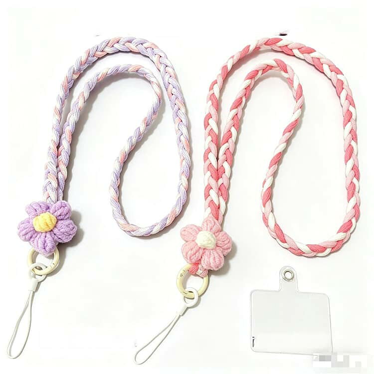 MIYABI99 楽天市場店のIDカード用 携帯ストラップ ストラップ ハンディファン用 首掛け 携帯扇風機用 スマホ用 社員証 落下防止 名札 ハンディファン用 ハンディーファン 編み込み 首掛けストラップ 軽量 ネックストラップ かわいい おしゃれ プレゼント｜アングル3