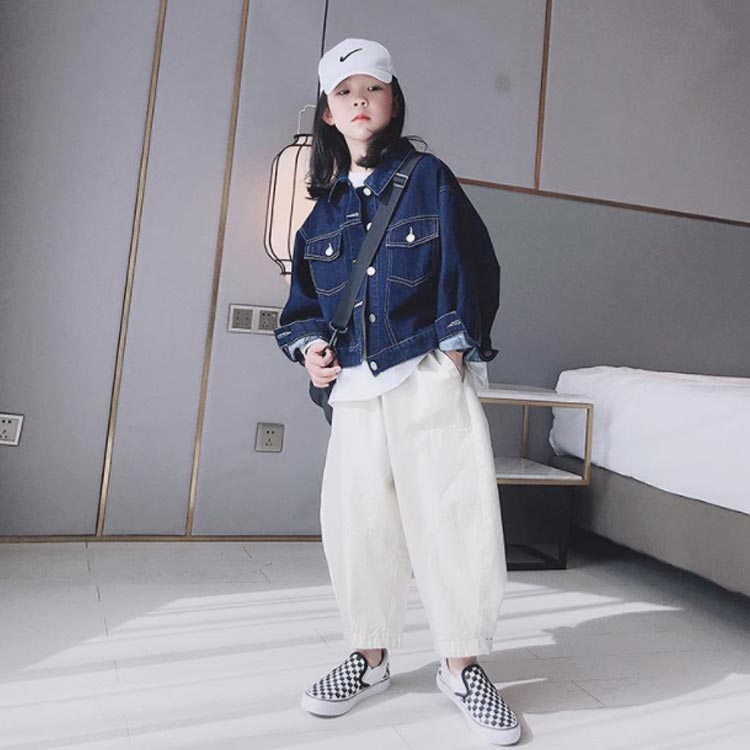 Gジャン ジャンパー アウター デニムジャケット 子供服 ジャケット 通学 ジージャン 羽織 キッズ 綿混 ストレッチ 春夏秋 長袖 ブルゾン 通園 デニム 女の子 小学生 韓国子供服 大人っぽい ダンス カジュアル 可愛い スタンダード