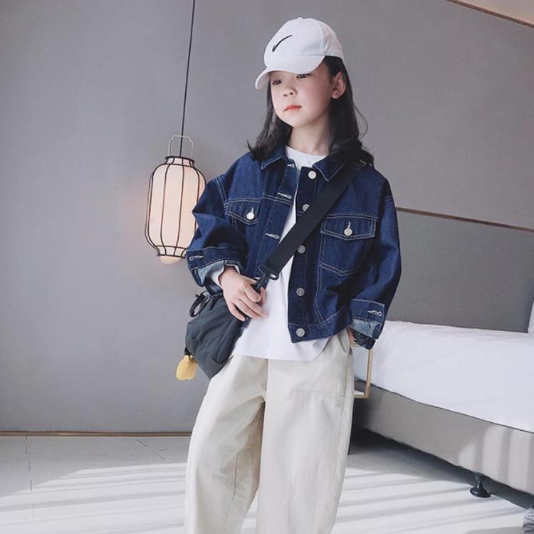 Gジャン ジャンパー アウター デニムジャケット 子供服 ジャケット 通学 ジージャン 羽織 キッズ 綿混 ストレッチ 春夏秋 長袖 ブルゾン 通園 デニム 女の子 小学生 韓国子供服 大人っぽい ダンス カジュアル 可愛い スタンダード