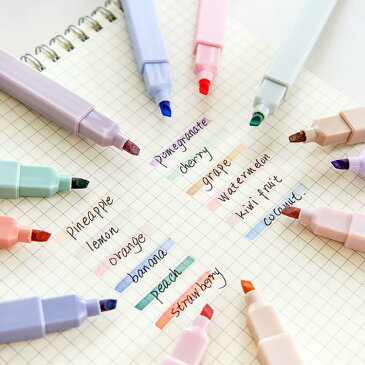 蛍光ペン 6色セット 蛍光マーカー 描画 ペン 文具 オフィス 学校用 家庭用 プレーン おしゃれ かわいい ソフトカラー カラフル イラスト 手帳
