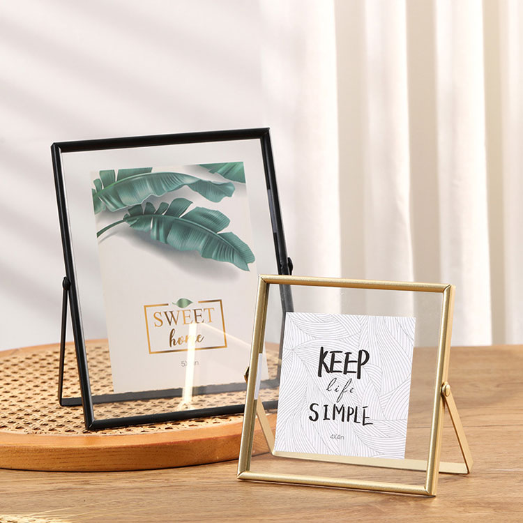 フォトフレーム 写真立て 縦置き ガラスと真鍮 フォトスタンド 真鍮 ガラス ゴールド ブラック メニュースタンド アンティーク調 アンティーク風 フォトフレーム アートフレーム ポストカード フォトディスプレイ インテリア アジアン雑貨 [2]