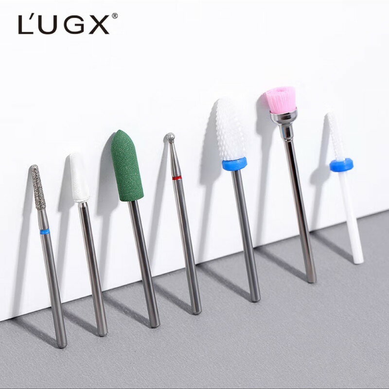 LUGXネイルビット 7種類 タングステン鋼製 ネイルマシンビット 軸径2.35mm 電動マニキュア ネイルオフビット 甘皮処理 ケース付