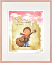 【はりたつお】 【音楽と子供】「ギターと少年」 絵画 アートパネル インテリア 額装品 プレゼント 四つ切