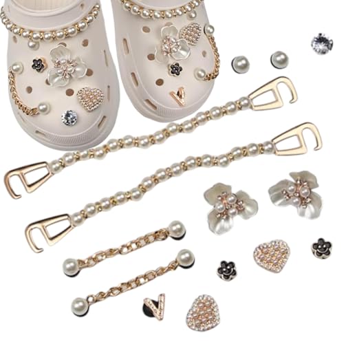 ホワイト パール 13個 クロックス ジビッツ シューチャーム ラグジュアリー クロッグアクセサリー ファ..