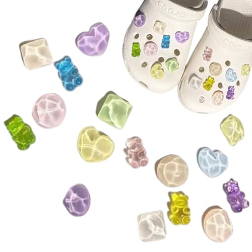 [GrandslamEX] くま ベア シューズチャーム キラキラ クリスタル パール ジビッツ 靴チャーム クロッグ..