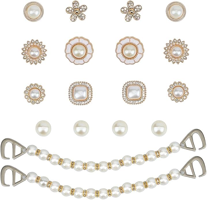 [BIIQAKOO] サンダルチャーム 可愛い パールシューズアクセサリー 18pcs 靴飾り 穴付きサンダル対応 フ..