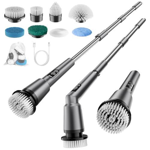 電動ブラシ 掃除用 電動お風呂掃除 ブラシ バスポリッシャー 8つ替えブラシ付きLEDディスプレイ 電量表..