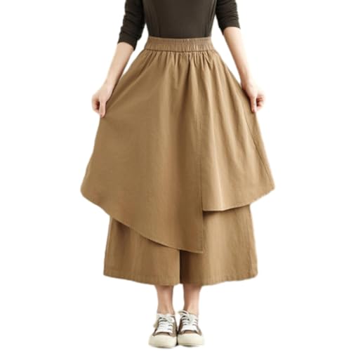 [MSFQSNB] ワイドパンツ レディース ズボン ガウチョ カジュアル ボトムス ロングパンツ ハイウエスト 不規則な裾 体型カバー ゆったり 着痩せ おしゃれ カジュアル レトロ 無地 美脚 日常着