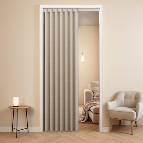 KAMIMORI カーテン 1級遮光 間仕切りカーテン 断熱 230cm丈 幅150cm アコーディオンカーテン 間仕切り 厚手 無地 ドアカーテン おしゃれ 北欧 遮光一級 暖簾 のれん 昼夜目隠し 形状記憶加工 パタ