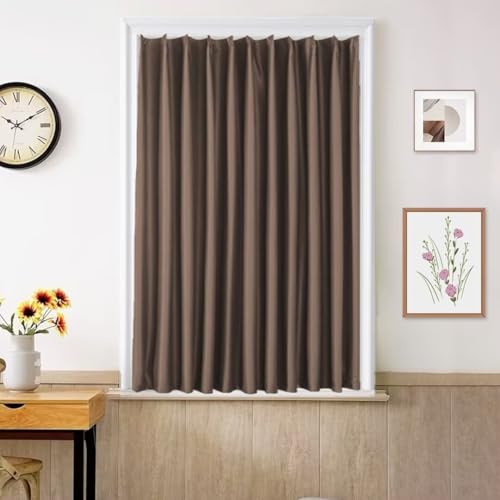 YKFN 遮光カーテン 140cm丈 幅50cm 1枚 小窓 カーテン 遮光 ドレープカーテン おしゃれ 無地 断熱 防寒 保温 防音 UVカット 節電対策 昼夜目隠し 間仕切り 1枚 アジャスターフック付き 北欧 寝室