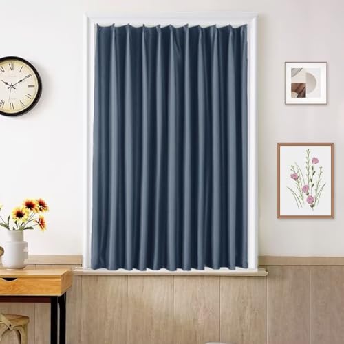 YKFN 遮光カーテン 140cm丈 幅50cm 1枚 小窓 カーテン 遮光 ドレープカーテン おしゃれ 無地 断熱 防寒 保温 防音 UVカット 節電対策 昼夜目隠し 間仕切り 1枚 アジャスターフック付き 北欧 寝室