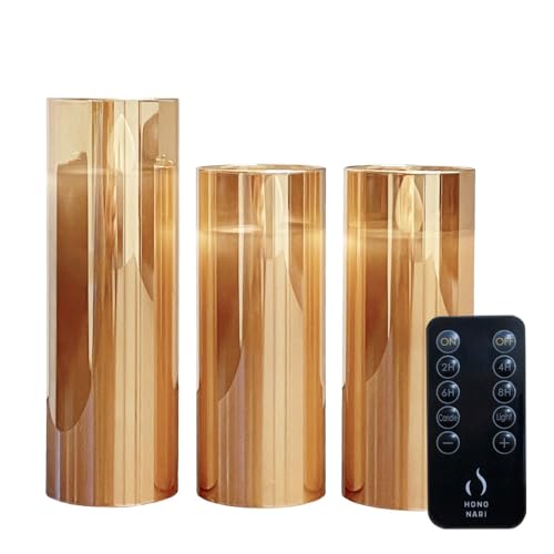 Hononari キャンドルライト スリム 3点セット 専用リモコン付 間接照明 Amber Slim 3pcs