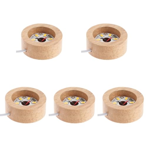 TOYMYTOY 水晶 台座 木製 5個 ledスタンド 間接照明 オブジェ ディスプレイ ライト フィギュア スタンド ホーム オフィス 飾り