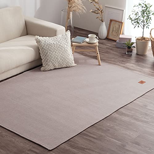 ぼん家具 ラグ マット ヘリンボーン 〔130×185cm〕 洗える 無地調 ヘリンボン 滑り止め ブラウン