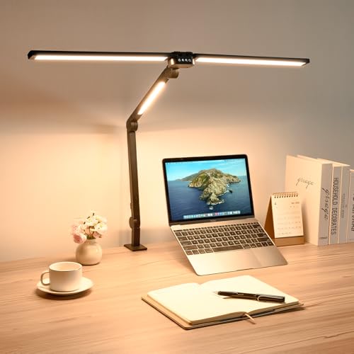 IFEND デスクライ LED目に優しい クランプ 多角度調節24W 4段階色温度 階明るさ5段階 無段階調光 電気スタンド1700LM超高輝度 タイマー機能 記憶機能RA95 幅広スタンドライトタッチセンサー操作