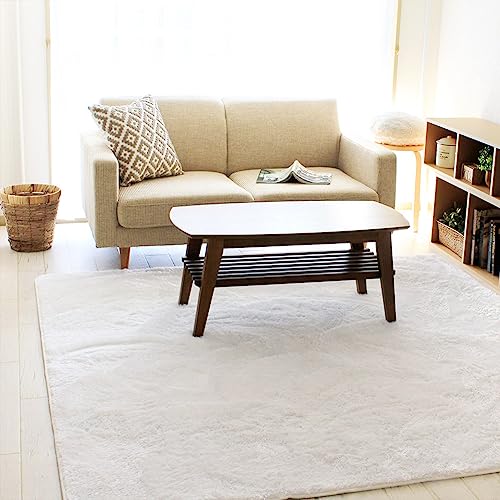 ラグ 1.5畳 厚手 15mm 洗える 滑り止め シャギーラグ ラッテ ボリュームタイプ マイクロファイバー ラグマット 防音 カーペット オールシーズン 北欧 おしゃれ 絨毯 冷房対策 130×185cm スノーホ