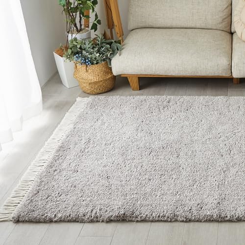 グラムスタイル ラグ カーペット 1畳 100x150cm 厚手 洗える 北欧 滑り止め付き ふかふか マイクロファイバー グレー