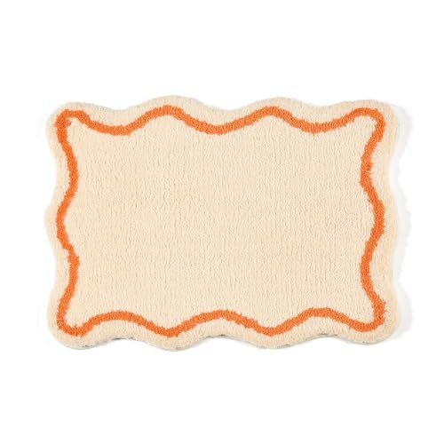 Francfranc フランフラン ウェーブライン マット 70×50cm アイボリー 床暖房対応