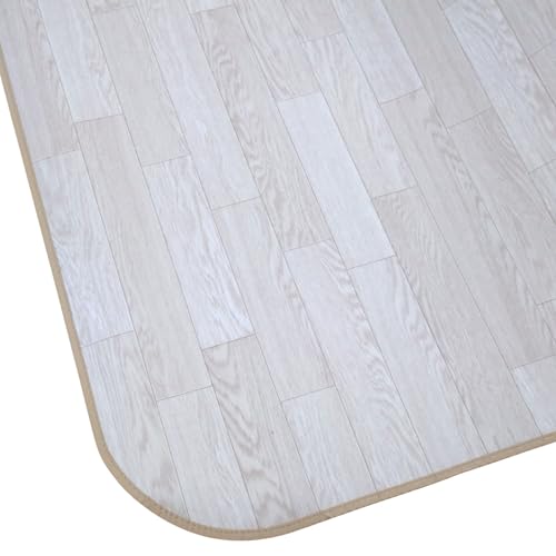 さるるの部屋 ダイニングラグ（クッションフロアーラグ）：木目調（ホワイト色） 200x300cm【日本製】