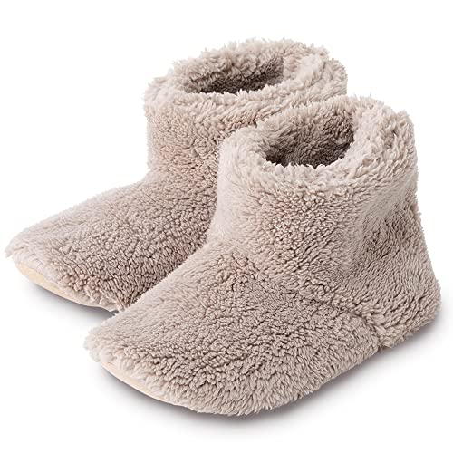 アイリスプラザ ルームブーツ Mサイズ 約 22.5 ~ 24cm ルームシューズ スリッパ もこもこ マイクロミンクファー ふわふわな肌触り 暖房対策 秋冬 洗える 無地 グレージュ