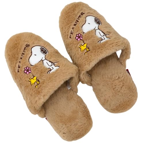 スリッパ スヌーピー ボア スヌーピー＆ウッドストック ベージュ グレー SNOOPY ルームシューズ 秋冬 冬物 あったか 暖かい アップリケ 刺繍 来客用 男女兼用 家族 ペア かわいい キャラクタ
