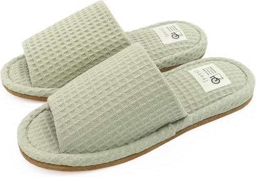 [エンプティオ] ワッフル スリッパ 室内 洗える 歩きやすい 病院 ベランダ エレガント フォーマル レディース ふわふわ 学校用 事務所 モコモコ 蒸れない 前開き もこもこ 静音 来客用 ルー