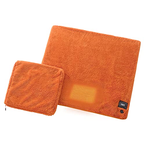 アイリスオーヤマ 電気毛布 掛け FNCT 速暖30秒 2way ポケッタブル 洗濯可能 カーボンナノチューブヒーター アウトドア キャンプ オレンジ