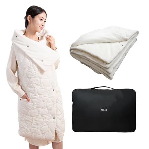 TOKAIZ 電気毛布 電気ブランケット 着る 掛け敷き兼用 8Way 多機能 大判 洗える 3段階温度調節 USB モバイルバッテリー給電 おしゃれ 瓢箪模様 手触り良い 冬用 掛け毛布 車中泊 アウトドア キャ