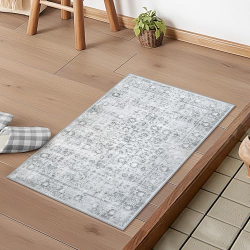 HAOCOO 玄関マット 室内 洗える ペルシャ風 50х80cm オールシーズン適用 小さい ふわふわ バスマット おしゃれ 滑り止め 吸水 ラグマット 低反発 防音 屋外 泥落とし アンティーク 長方形 防臭