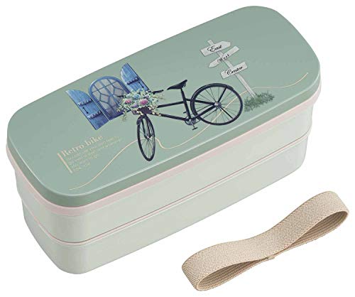 OSK 弁当箱 2段ランチボックス レトロバイク 340ml+300ml [箸付/仕切付/ランチベルト付/コンパクト収納..