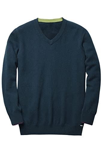 [ZHILI] 100%ピュアカシミアセーター Vネック プルオーバー メンズ_濃い グリーン_M