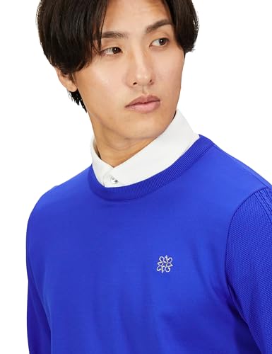 [セントアンドリュース] メンズ クルーネックニット (14G天竺×ケーブル) / セーター ゴルフ / 042-3270951 110_ブルー LL